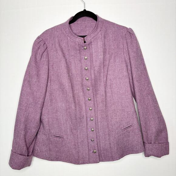 Frontier Lawrence Scott Blazer Size 14 Wool Tweed Western Puff Sleeve Victorian - Picture 14 of 14